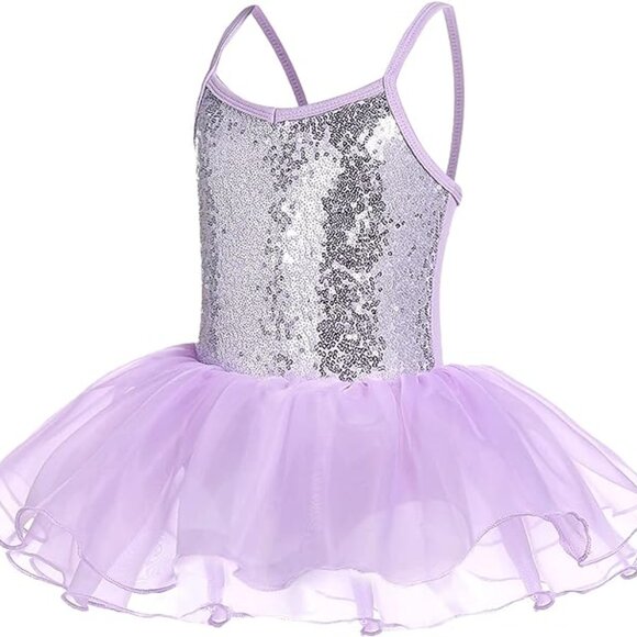 Fly Pig Sequin Dance Recital Outfit Purple Toddler Tutu Leotard Skirt Kids 3-5 - Picture 1 of 8